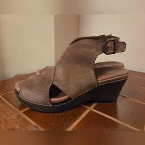 Dansko Taupe Wedge Sandals